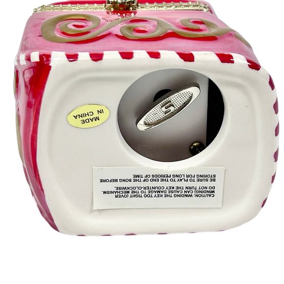 Vintage Mr. Christmas Musical Box Ornament Santa Sleigh Porcelain Hand-Painted - Picture 6 of 10